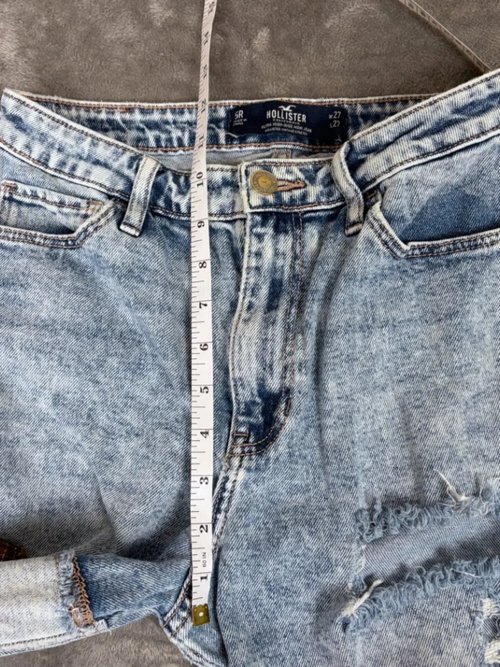 Hollister Patchwork Mom Jean Women's 5R 27x27 Ultra High Rise Y2K Boho Grunge